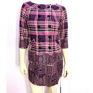 Max Mara plaid paisley mini shift dress Size 0-2